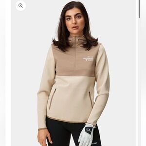 Macade Tan Golf Hooded Popover Half-Zip